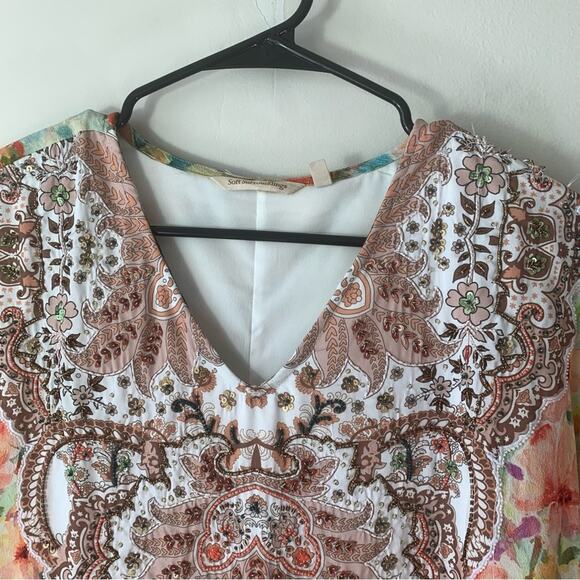 Soft Surroundings Boho Patria Beaded Tunic Yellow Top Sz PL *Missing Beads* - Picture 6 of 8